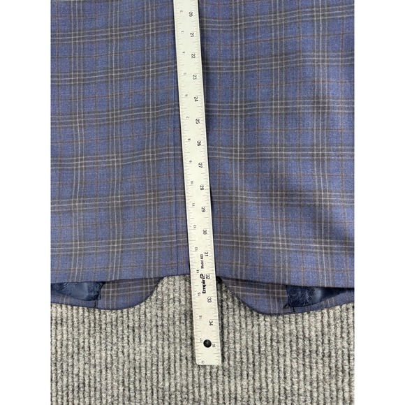 Joseph Abboud Suit 46L Blue Plaid Sharkskin Wool Single Breasted Custom 42x28 - Picture 6 of 16